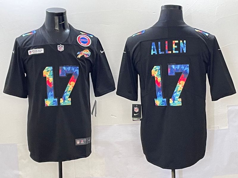 Men 2025 Buffalo Bills #17 Allen Black Rainbow Nike Limited NFL Jersey style 3